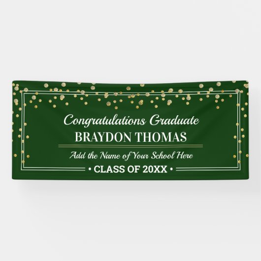 Elegant Glittery Confetti Afstuderen Spandoek (Horizontaal)