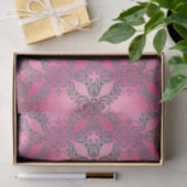 Elegant glittery Damask-patroon op roze metalen Tissuepapier (Geschenk)