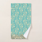Elegant Glittery Flowers op Blauwgroen Bad Handdoek (Handdoek)