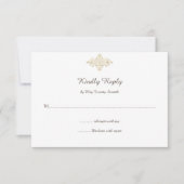 Elegant Glittery Golden RSVP-kaart RSVP Kaartje (Voorkant)