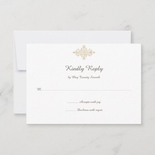 Elegant Glittery Golden RSVP-kaart RSVP Kaartje (Voorkant)
