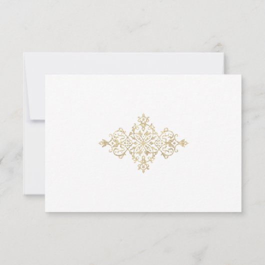 Elegant Glittery Golden RSVP-kaart RSVP Kaartje (Achterkant)