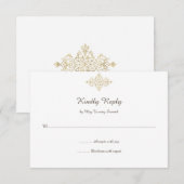 Elegant Glittery Golden RSVP-kaart RSVP Kaartje (Voorkant / Achterkant)