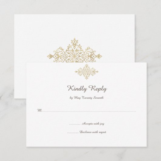 Elegant Glittery Golden RSVP-kaart RSVP Kaartje (Voorkant / Achterkant)