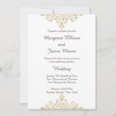 Elegant, Glittery Golden Wedding Invitation Kaart (Voorkant)