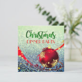 Elegant Glittery Kerstmis op Kerst Square Invite Kaart (Staand voorkant)
