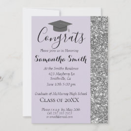 Elegant Glittery Lavender Afstuderen Uitnodiging