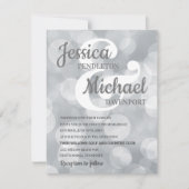 Elegant Glittery Silver Bokeh Wedding Invitation Kaart (Voorkant)