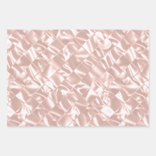 Elegant Glitzy Blush Pink and Silver Faux Satin Inpakpapier Vel (Voorkant)