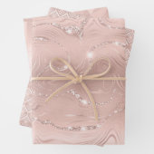 Elegant Glitzy Blush Pink Silver Marble Diamond Inpakpapier Vel (In situ)