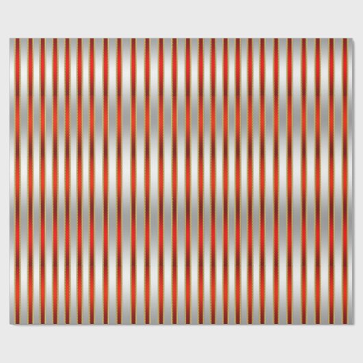 Elegant Glitzy Shiny Silver en Red Stripes Cadeaupapier (Vlak)