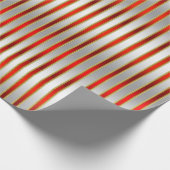 Elegant Glitzy Shiny Silver en Red Stripes Cadeaupapier (Hoek)