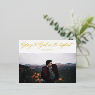 Elegant Glory naar God Calligrafie Kerstmis Folie Feestdagen Briefkaart