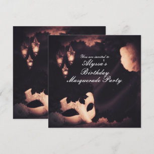 Elegant Glow  Masquerade Masquerade Mask Invitatio Kaart