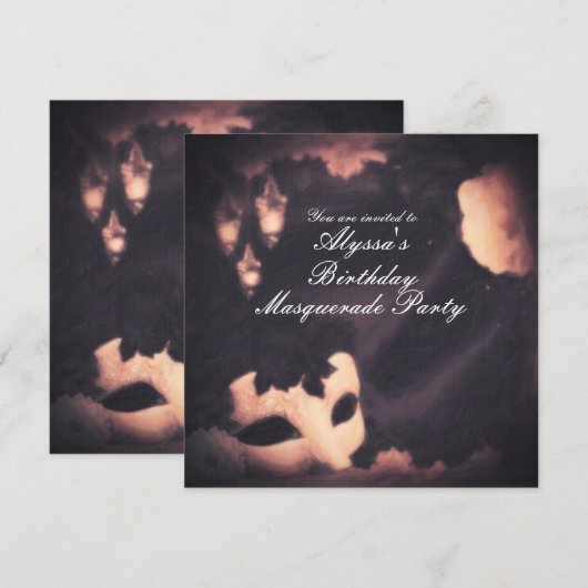 Elegant Glow Masquerade Painted Invitation Kaart (Voorkant / Achterkant)