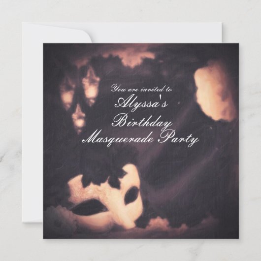 Elegant Glow  Masquerade Painted Invitation Kaart (Voorkant)
