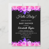 Elegant Glow Rozen Neon Modern Floral Baby shower Kaart (Voorkant)