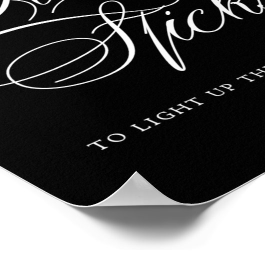 Elegant Glow Sticks White Calligraphy | Grafische  Poster (Hoek)