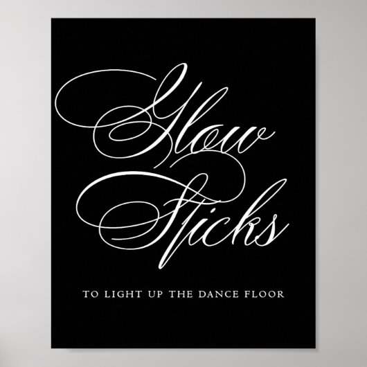 Elegant Glow Sticks White Calligraphy | Grafische  Poster (Voorkant)