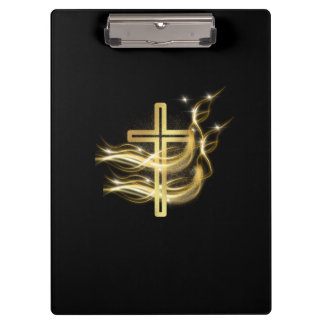 Elegant Glowing Gold Cross Christian Clipboard Klembord