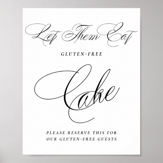 Elegant Gluten Free Cake Black Calligrafie | Tabel Poster (Voorkant)