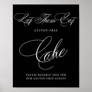Elegant Gluten Free Cake White Calligraphy Tabel Poster