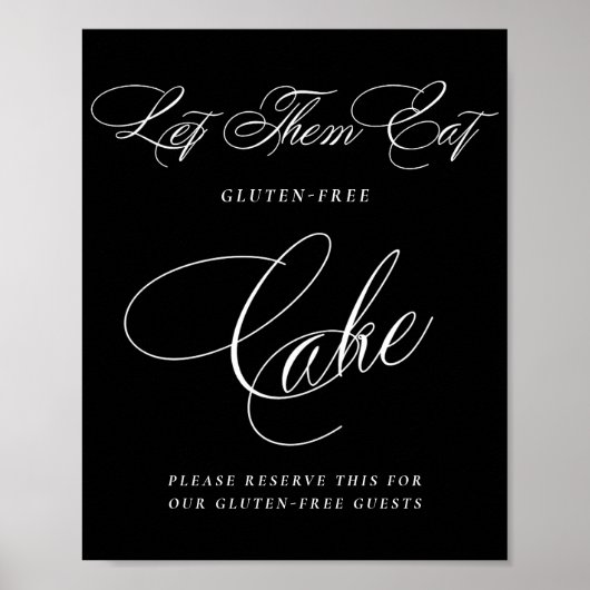 Elegant Gluten Free Cake White Calligraphy | Tabel Poster (Voorkant)