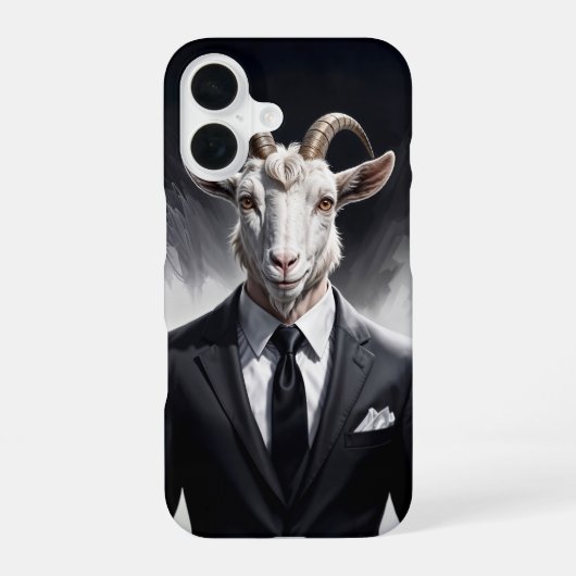 Elegant goat gentleman in formal portrait scene iPhone 16 hoesje (Achterkant)