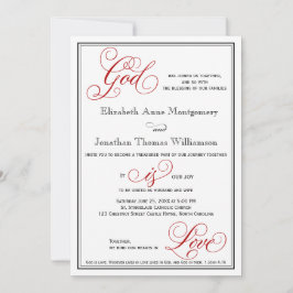 Elegant God is Love Christelijk Wedding Invitation Kaart