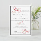 Elegant God is Love Christelijk Wedding Invitation Kaart (Staand voorkant)