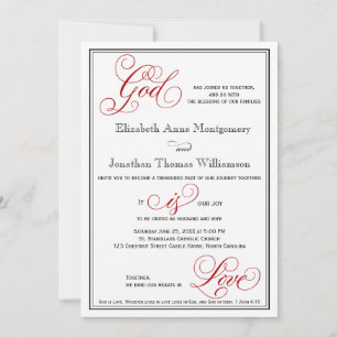 Elegant God is Love Christelijk Wedding Invitation Kaart