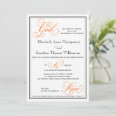 Elegant God is Love Christelijk Wedding Invitation Kaart (Staand voorkant)