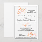 Elegant God is Love Christelijk Wedding Invitation Kaart (Voorkant / Achterkant)