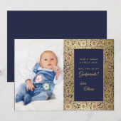 Elegant Godparent Proposal Gold Blue-fotokaart Bedankkaart (Voorkant / Achterkant)