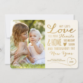 Elegant God's Love Gold Type Kerstfotoverhaal Feestdagenkaart