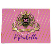 Elegant Gol en Roze Monogram Ontwerp Groot Cadeauzakje (Voorkant)