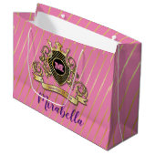 Elegant Gol en Roze Monogram Ontwerp Groot Cadeauzakje (Voorkant Gekanteld)