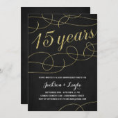 Elegant Gold 15e Jubileum Partij Kaart (Voorkant / Achterkant)