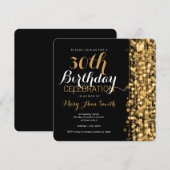 Elegant Gold 30th Birthday Party Sparkles Kaart (Voorkant / Achterkant)