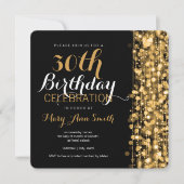 Elegant Gold 30th Birthday Party Sparkles Kaart (Voorkant)