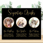 Elegant Gold 3 Foto Pet Wedding Signature Drinken Poster<br><div class="desc">Signature Cocktails van je huisdieren! Neem je beste hond, beste kat en elk huisdier mee op je bruiloft met zijn eigen drink bar voor je gasten. Perfect voor hondenliefhebbers, en een speciale hondenbar zal een hit zijn op je bruiloft. Eenvoudig maar elegant goud. Pas dit trouwerijbord aan met uw hond,...</div>