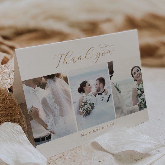 Elegant Gold 3 Fototemplate ingevuld Hartelijk dan Bedankkaart