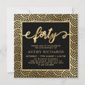 Elegant Gold 40 Script Black 40e verjaardag Kaart (Voorkant)