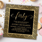 Elegant Gold 40 Script Black 40e verjaardag Kaart