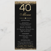 Elegant Gold 40th Birthday Dinner Flat Menu (Voorkant)