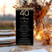 Elegant Gold 40th Birthday Dinner Flat Menu