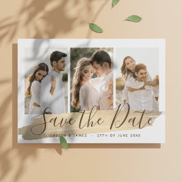 Elegant Gold 4 Foto bewaart de datum van huwelijk  Save The Date