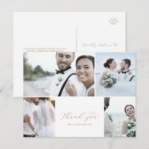 Elegant Gold 4 Photo Collage Weddenschap Hartelijk Briefkaart