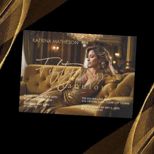 Elegant Gold 50 en Fabulous 50th Verjaardag Kaart