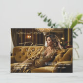 Elegant Gold 50 en Fabulous 50th Verjaardag Kaart (Staand voorkant)